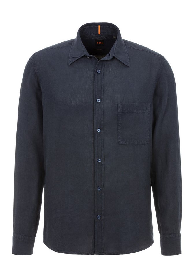 BOSS ORANGE Leinenhemd Relegant mit Markenlabel von BOSS ORANGE
