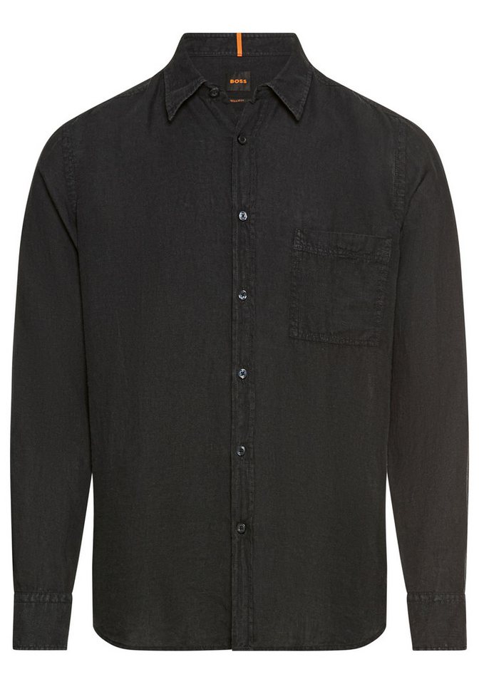 BOSS ORANGE Leinenhemd Relegant mit Markenlabel von BOSS ORANGE