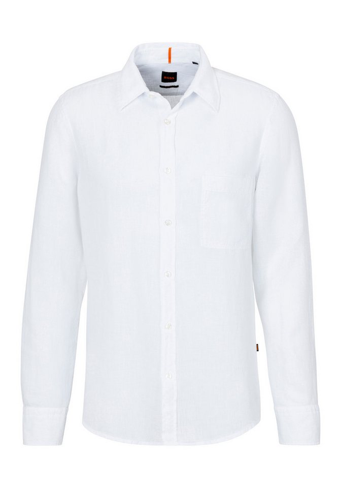 BOSS ORANGE Leinenhemd Relegant mit Markenlabel von BOSS ORANGE