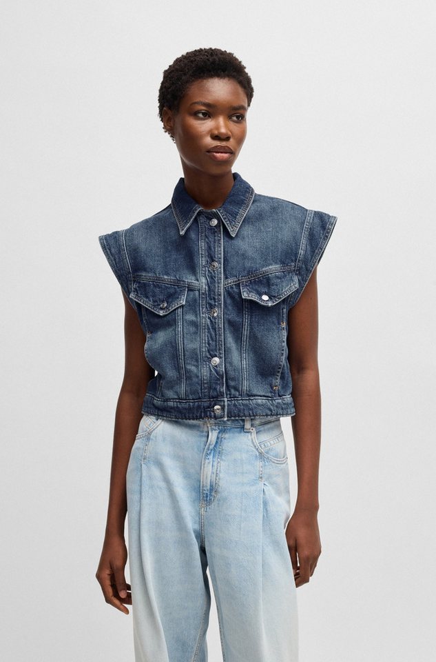 BOSS ORANGE Jeansjacke DENIM VEST 1.0 Premium Damenmode mit femininen Schulter Details von BOSS ORANGE