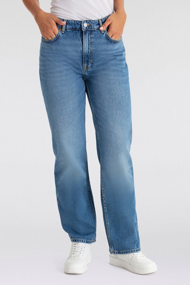 BOSS ORANGE Straight-Jeans Ada High Rise Slim Premium Damenmode mit BOSS Leder-Badge von BOSS ORANGE