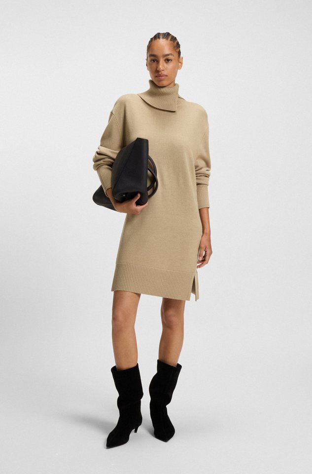 BOSS ORANGE Strickkleid Feringatessa Premium Damenmode Relaxed Fit, mit Schlitzdetails, Turtle Neck von BOSS ORANGE