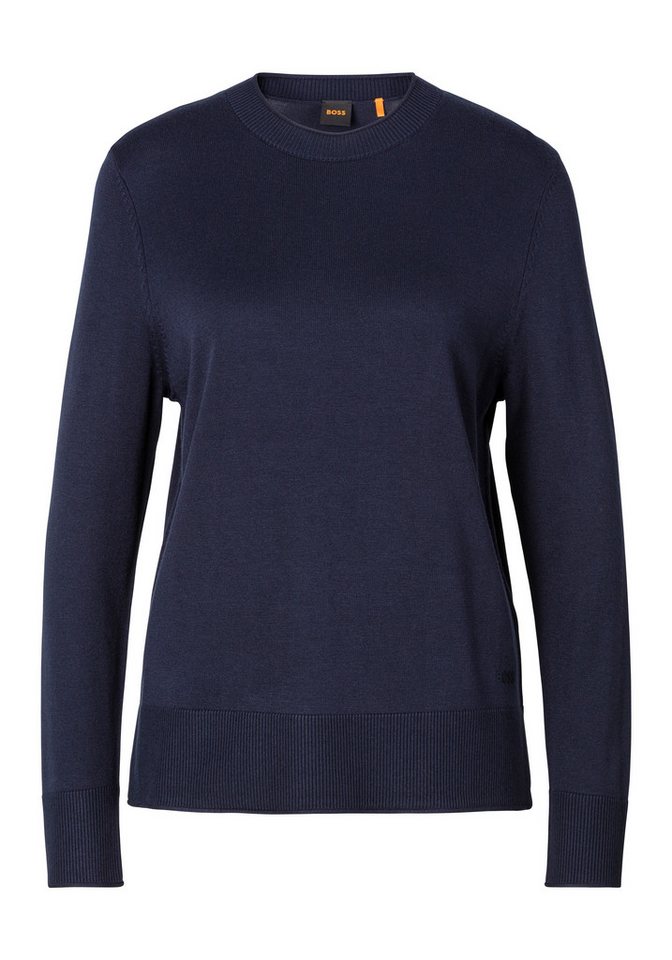 BOSS ORANGE Strickpullover Fanikales Premium Damenmode mit Charm mit BOSS Logo, Säume mit Rollkanten von BOSS ORANGE
