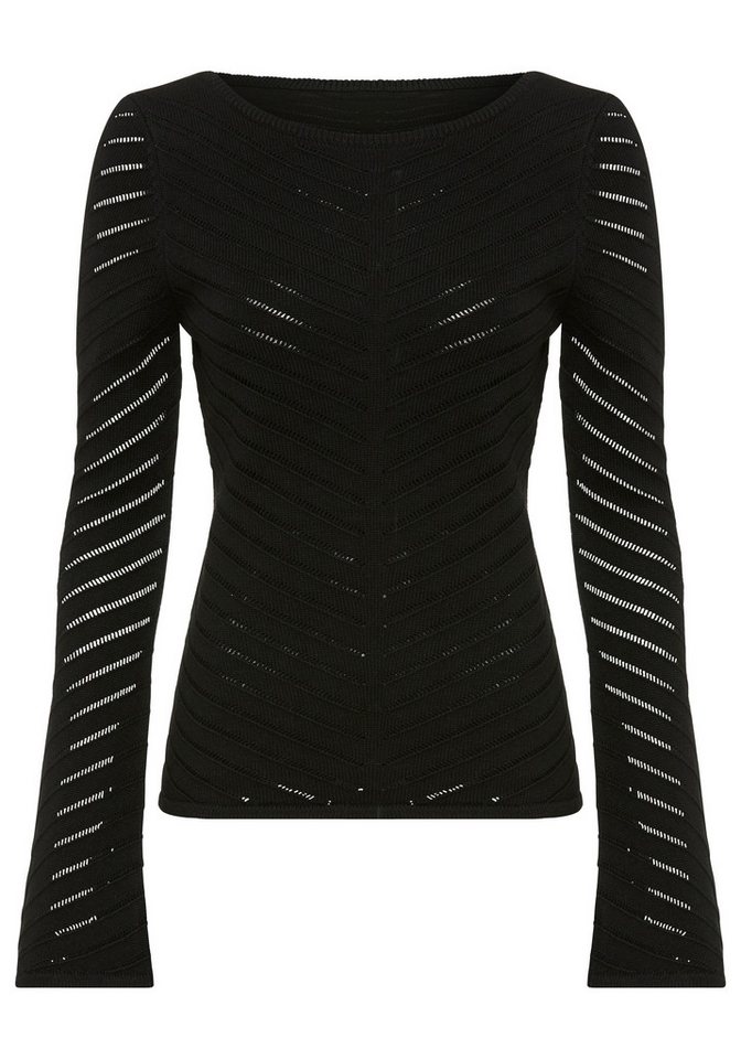 BOSS ORANGE Strickpullover Falonina Premium Damenmode mit feinem Lochstrickmuster in Zick-Zack Struktur von BOSS ORANGE