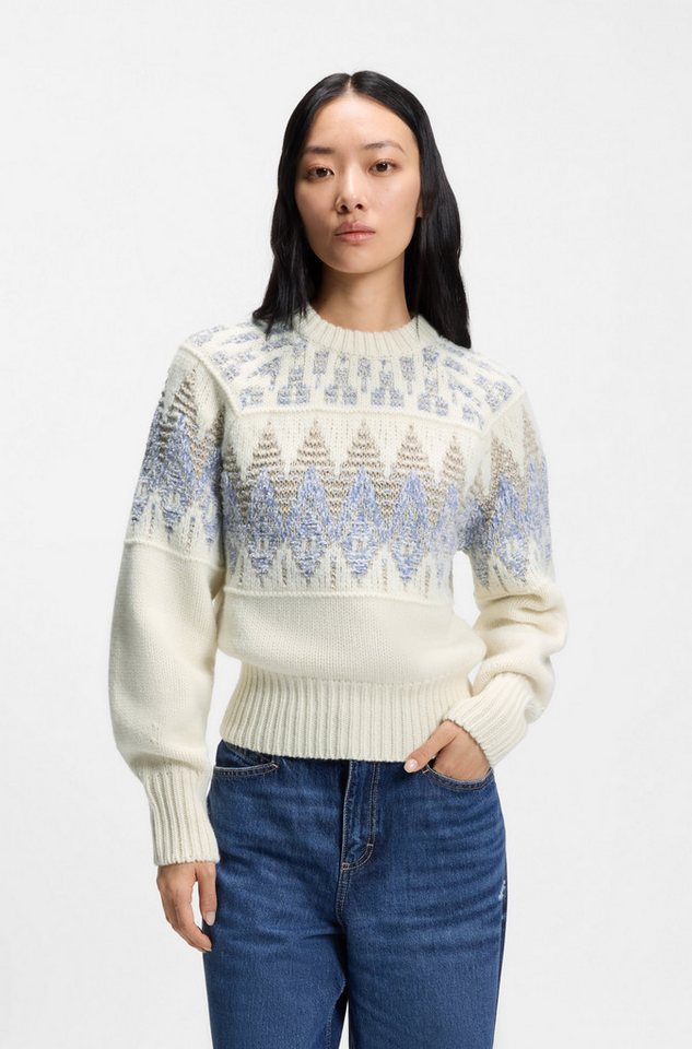 BOSS ORANGE Strickpullover Farombo Premium Damenmode mit Jacqaurdmuster, Rundhalsform von BOSS ORANGE