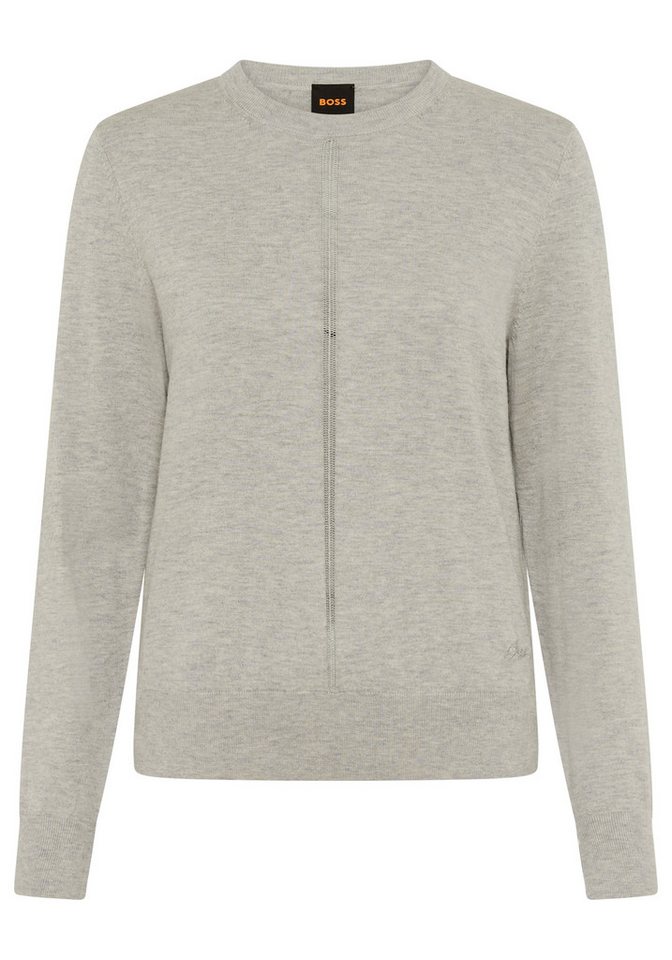 BOSS ORANGE Strickpullover Finguine Premium Damenmode mit Ajour-Dekor, Rundhalsform von BOSS ORANGE