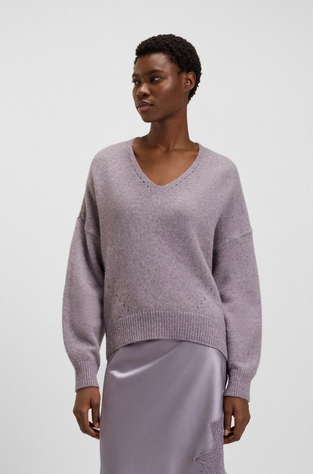 BOSS ORANGE Strickpullover Fondyssa Premium Damenmode im Relaxed Fit, V-Ausschnitt von BOSS ORANGE