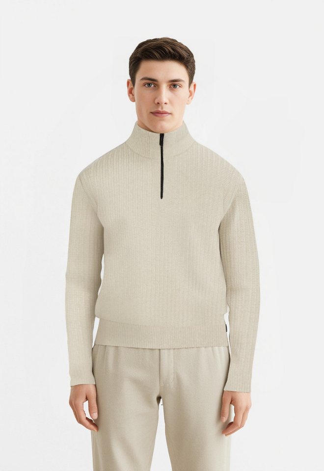 BOSS ORANGE Strickpullover Kwinter Troyer-Kragen, Rippstrick, relaxed fit von BOSS ORANGE