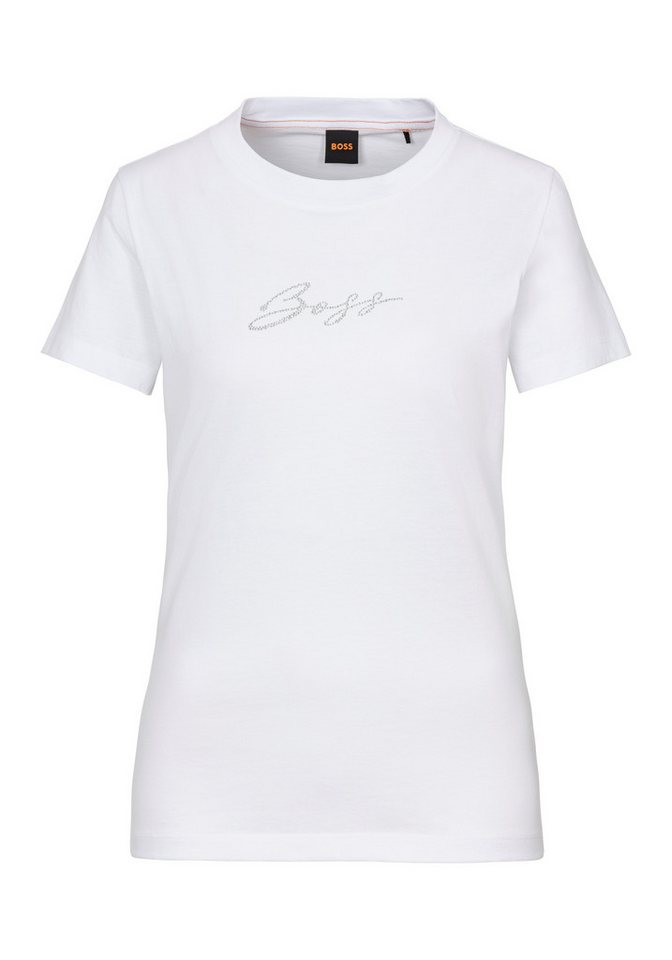 BOSS ORANGE T-Shirt Esogo_MA_crystal Premium Damenmode mit glitzer Logoschriftzug von BOSS ORANGE