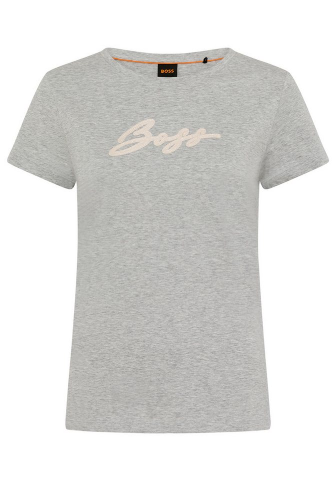 BOSS ORANGE T-Shirt Elove Premium Damenmode mit Logoschriftzug, Slim Fit von BOSS ORANGE