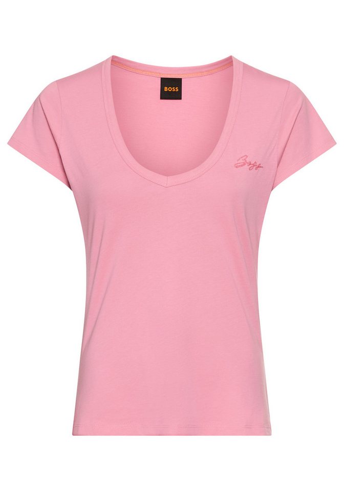 BOSS ORANGE V-Shirt Eslane Premium Damenmode mit Logoschriftzug von BOSS ORANGE