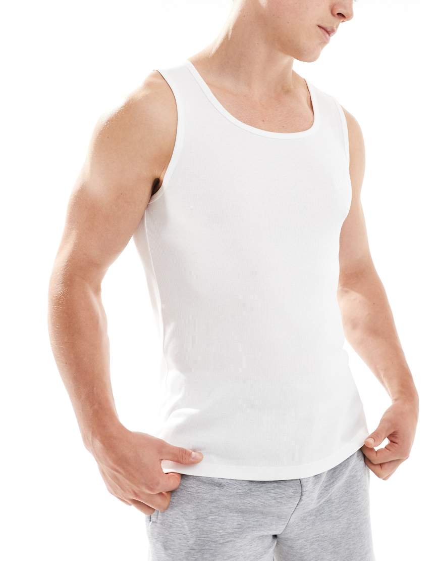 BOSS Bodywear - 3er-Pack gerippte Trägershirts in Weiß mit Logo von BOSS Bodywear