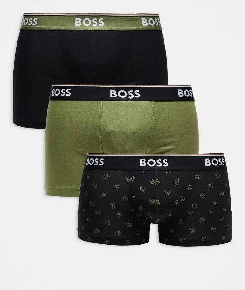 BOSS Bodywear - 3er-Pack markante Unterhosen in Schwarz, Grün und mit Allover-Print von BOSS Orange