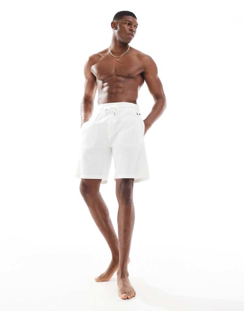 BOSS Bodywear - Shorts aus strukturiertem Jersey in Naturbeige-Neutral von BOSS Orange