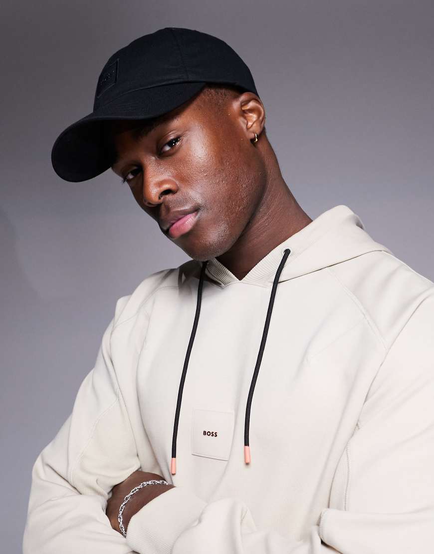 BOSS - Derrel - Baseball-Kappe in Schwarz mit farblich abgestimmtem Logo von BOSS Orange