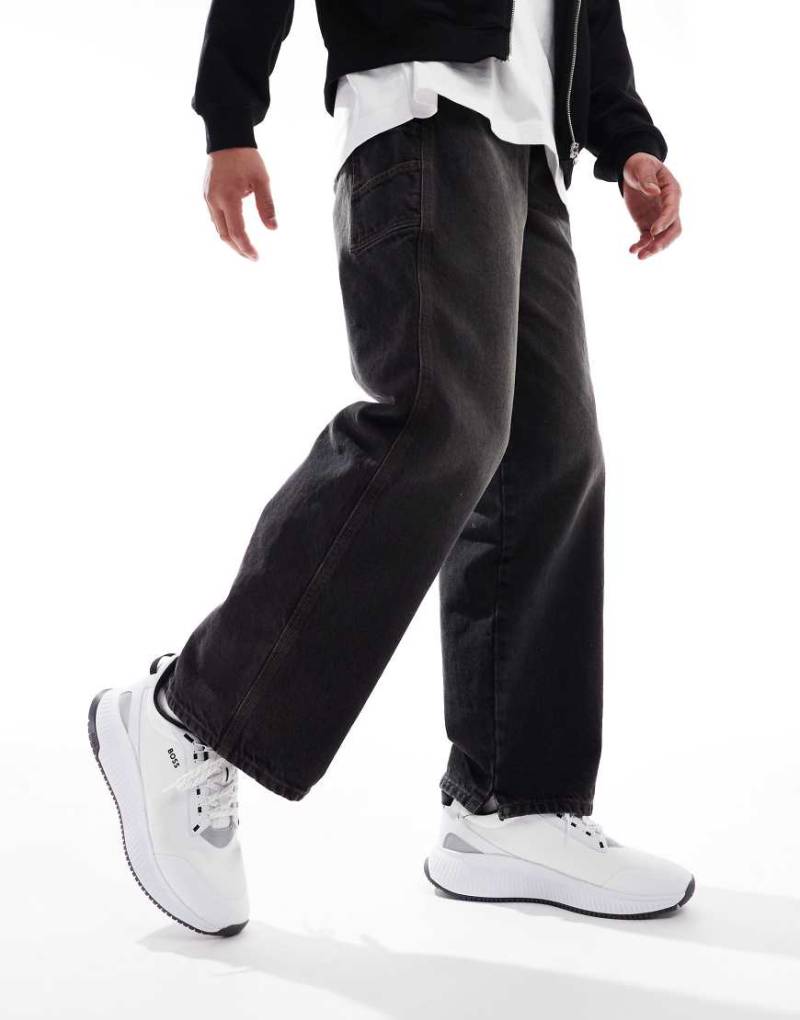 BOSS - Evo - Running-Sneaker in Weiß aus Strick mit Logo von BOSS Orange