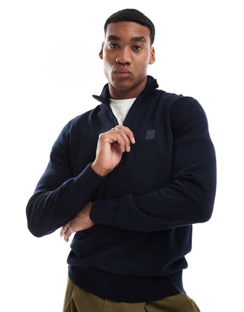 BOSS Orange - Kanobix - Strickpullover in Marineblau mit kurzem Reißverschluss von BOSS Orange