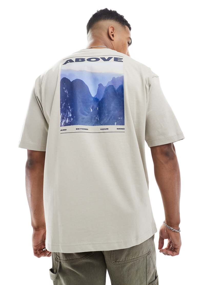 BOSS Orange - Kastiges T-Shirt in Hellbeige mit Brust- und Rückenprint-Neutral von BOSS Orange