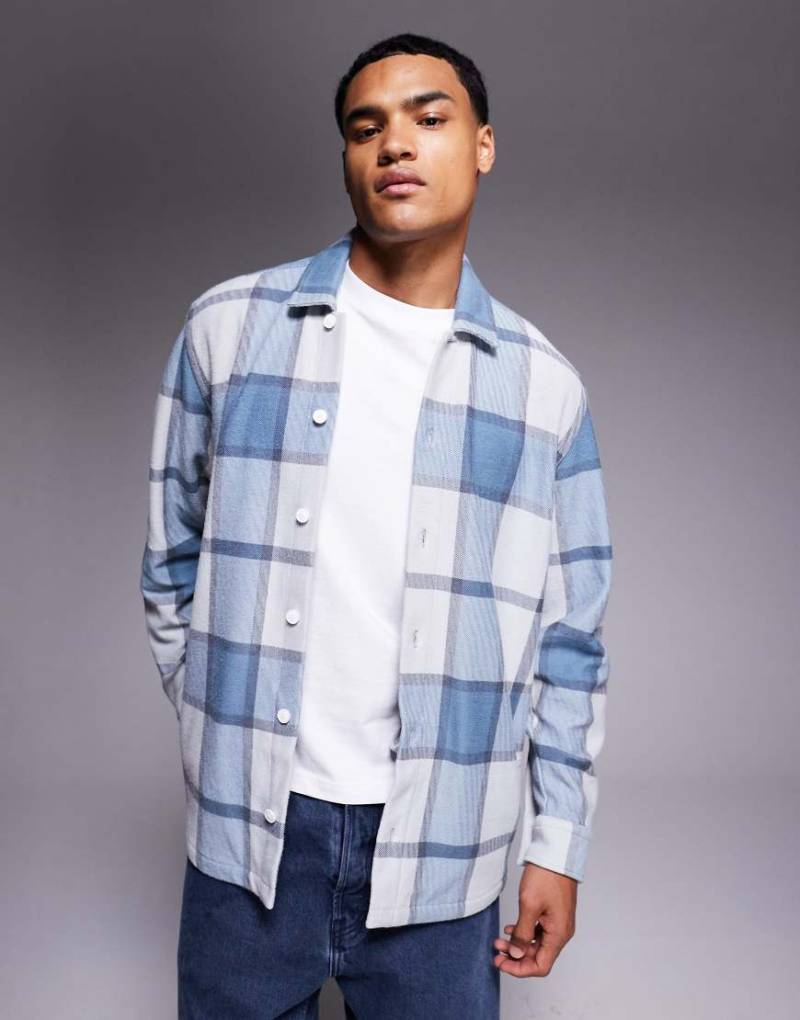BOSS Orange - Locky - Karierte Oversize-Hemdjacke aus schwerem Stoff in Hellgrau von BOSS Orange
