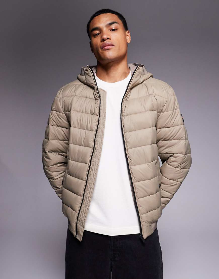 BOSS Orange - Odenis - Wattierte Jacke in Mittelbeige mit Kapuze-Neutral von BOSS Orange