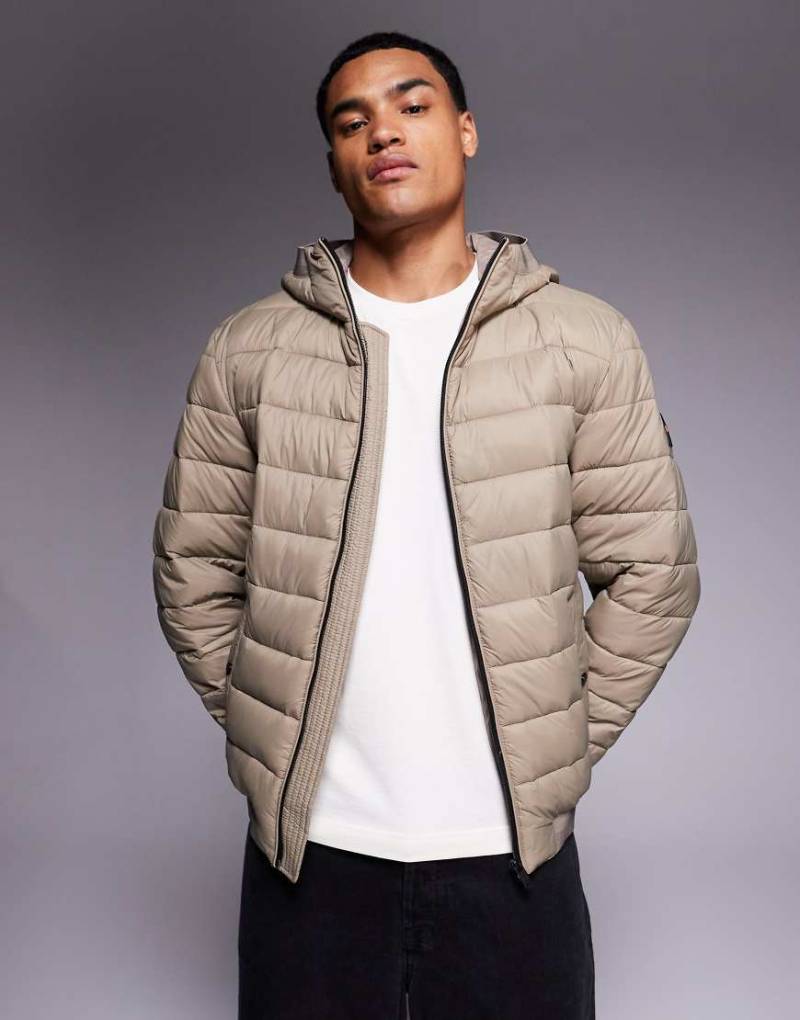 BOSS Orange - Odenis - Wattierte Jacke in Mittelbeige mit Kapuze-Neutral von BOSS Orange