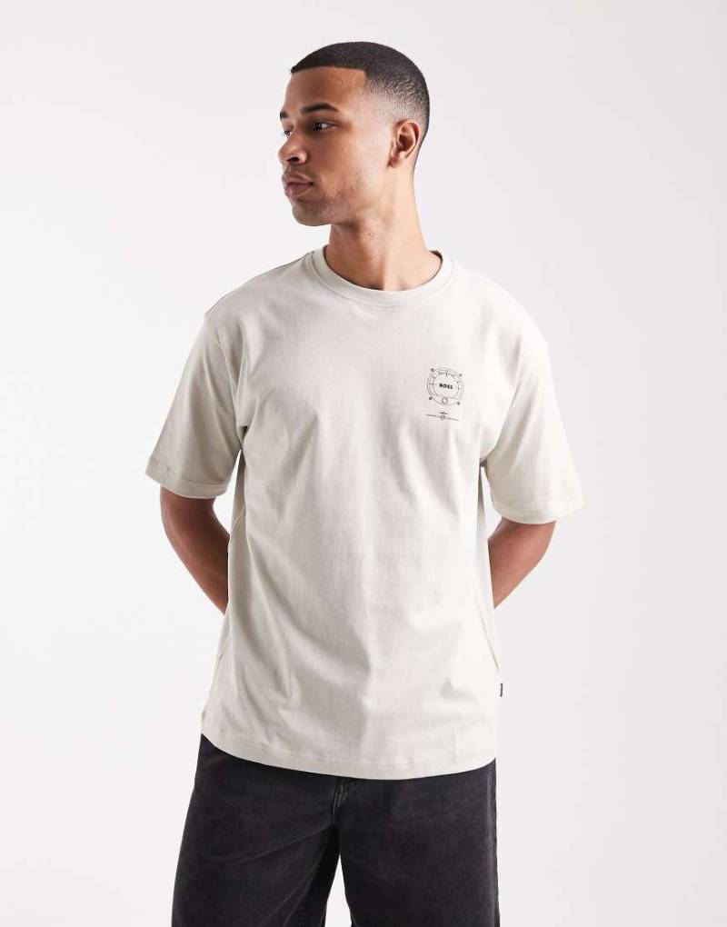 BOSS Orange - Relaxed-Fit-T-Shirt in Grün mit kleinem Logoprint auf der Brust von BOSS Orange
