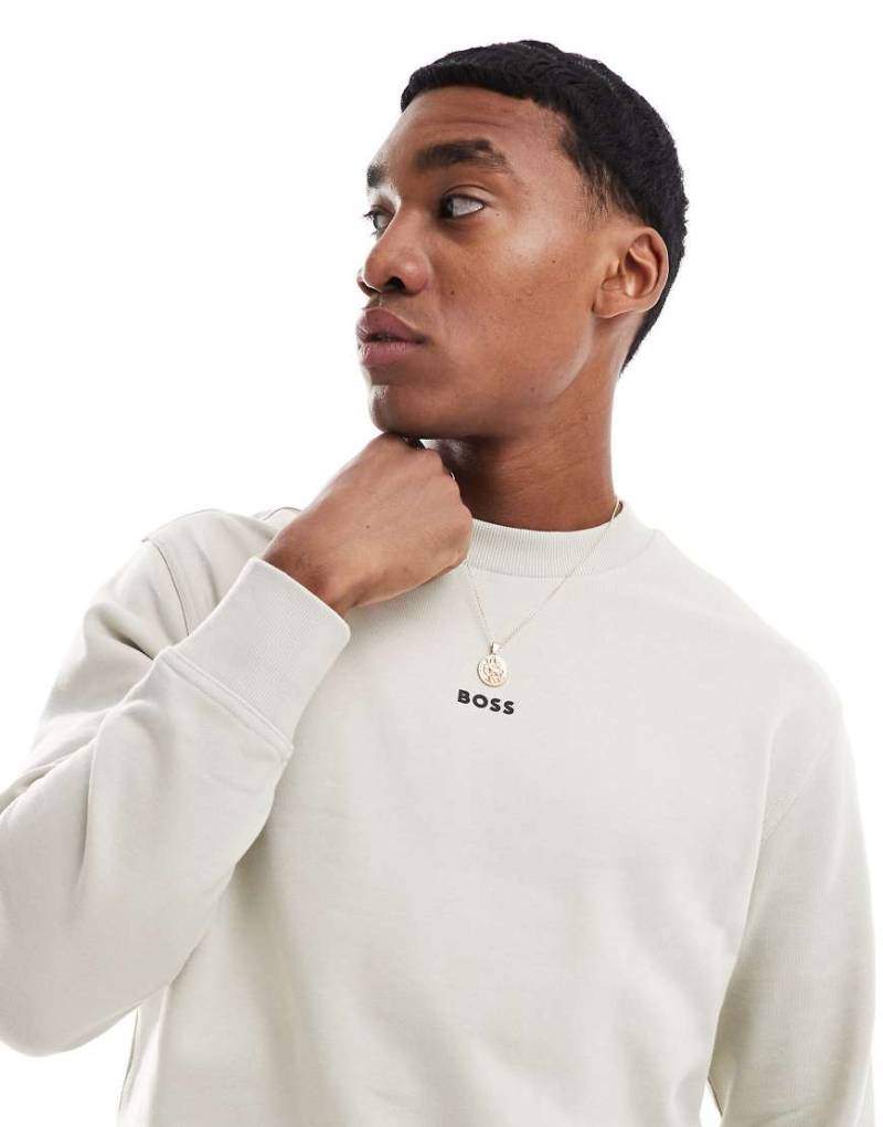 BOSS Orange - Sweatshirt in Beige mit mittigem Logo-Print-Neutral von BOSS Orange