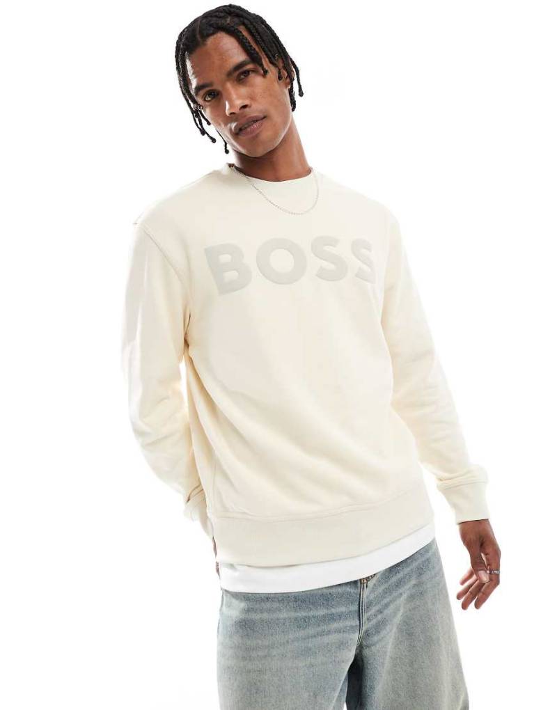 BOSS Orange - Sweatshirt in Cremeweiß mit Logo auf der Brust von BOSS Orange