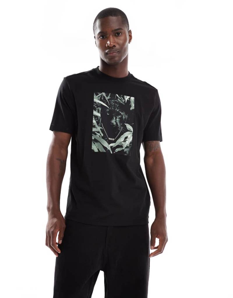 BOSS Orange - T-Shirt in Schwarz mit Tier-Grafik von BOSS Orange