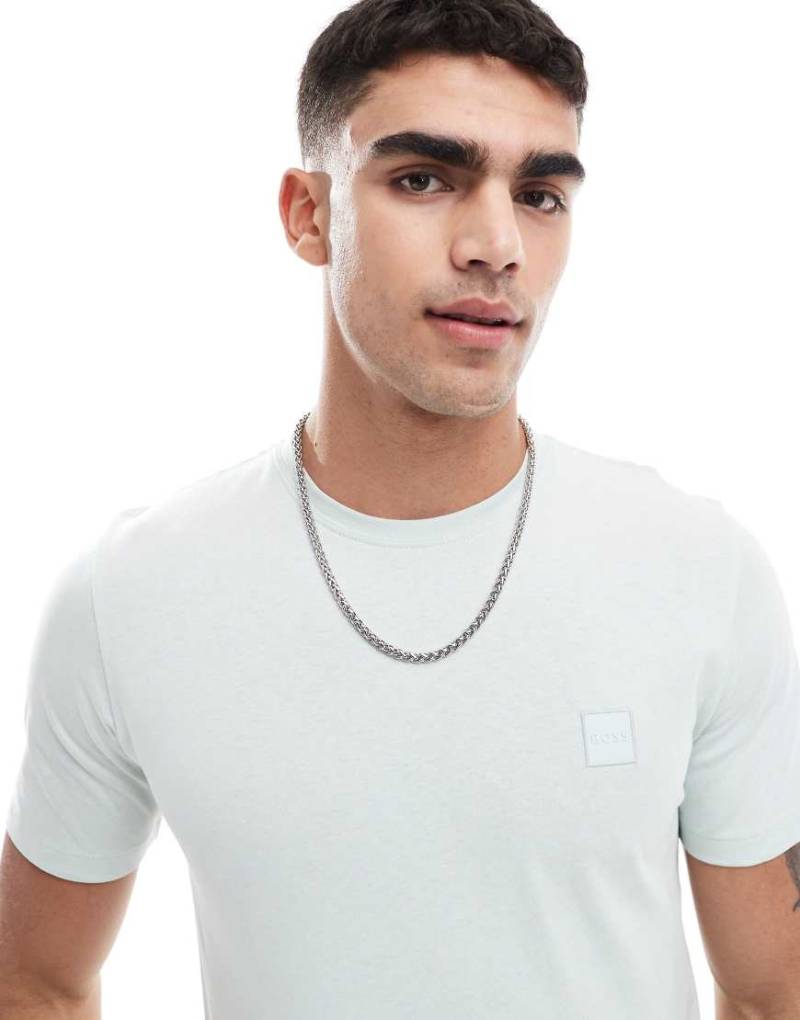 BOSS Orange - Tales - Locker geschnittenes T-Shirt in Hellblau mit Box-Logo von BOSS Orange