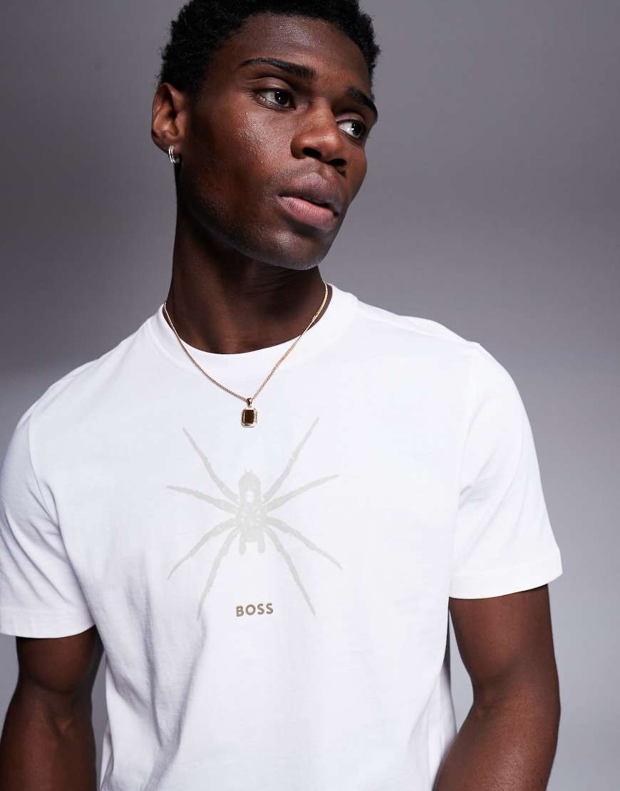 BOSS Orange - Te_Spiderbat - T-Shirt in Weiß mit Spinnen-Logo-Print in regulärer Passform von BOSS Orange