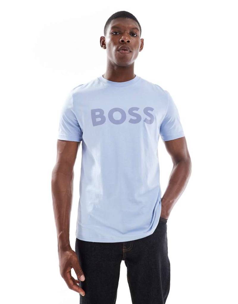 BOSS Orange - Thinking {0} - T-Shirt in Blau mit Logo auf der Brust von BOSS Orange