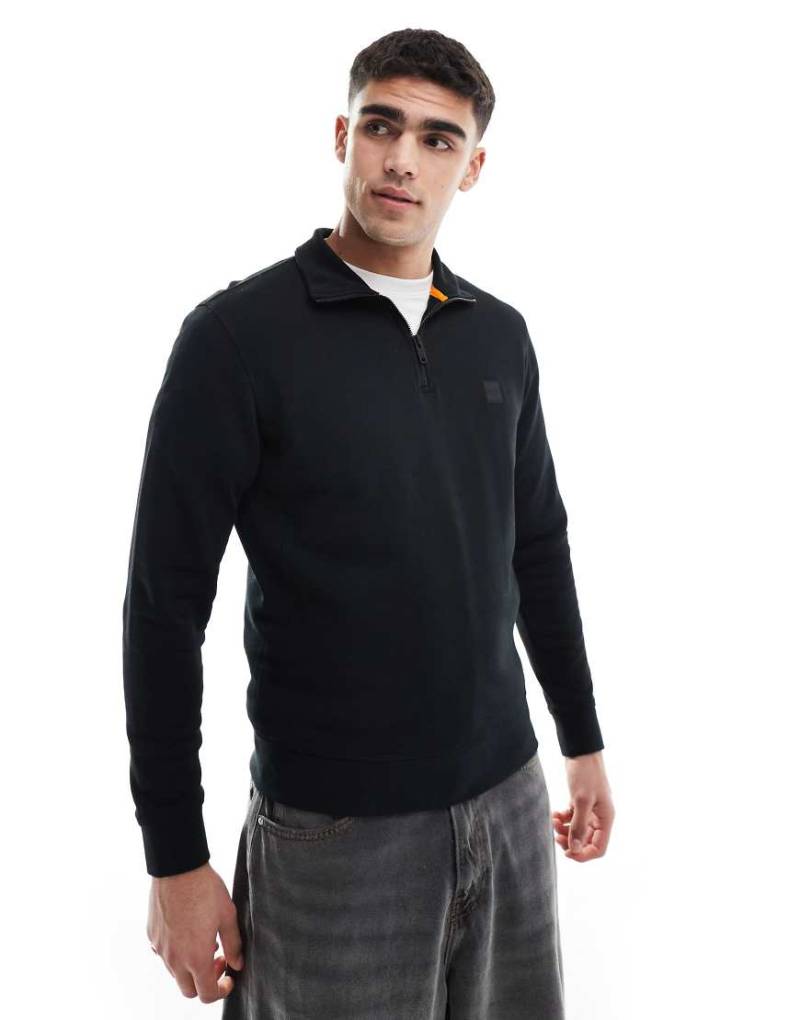 BOSS Orange - Zetrust - Sweatshirt in Schwarz mit kurzem Reißverschluss von BOSS Orange