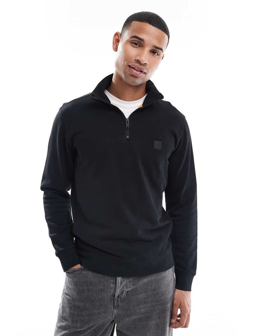 BOSS Orange - Zetrust - Sweatshirt in Schwarz mit kurzem Reißverschluss von BOSS Orange