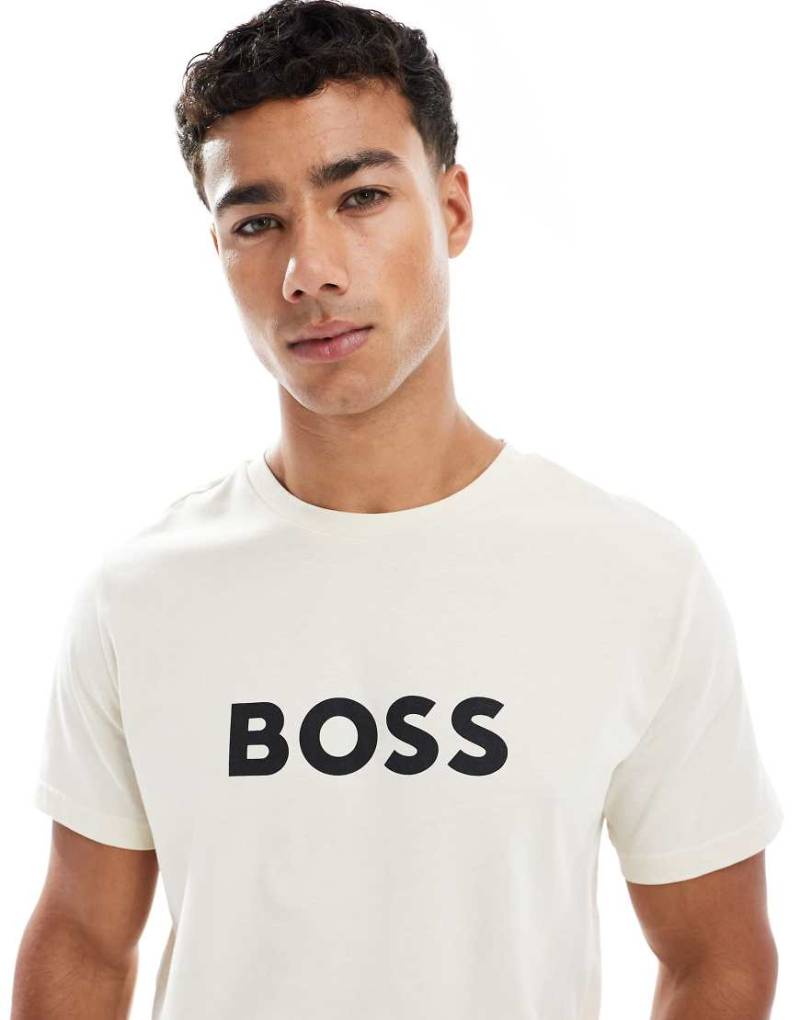 BOSS - T-Shirt in Beige mit Logo auf Brusthöhe-Neutral von BOSS Orange