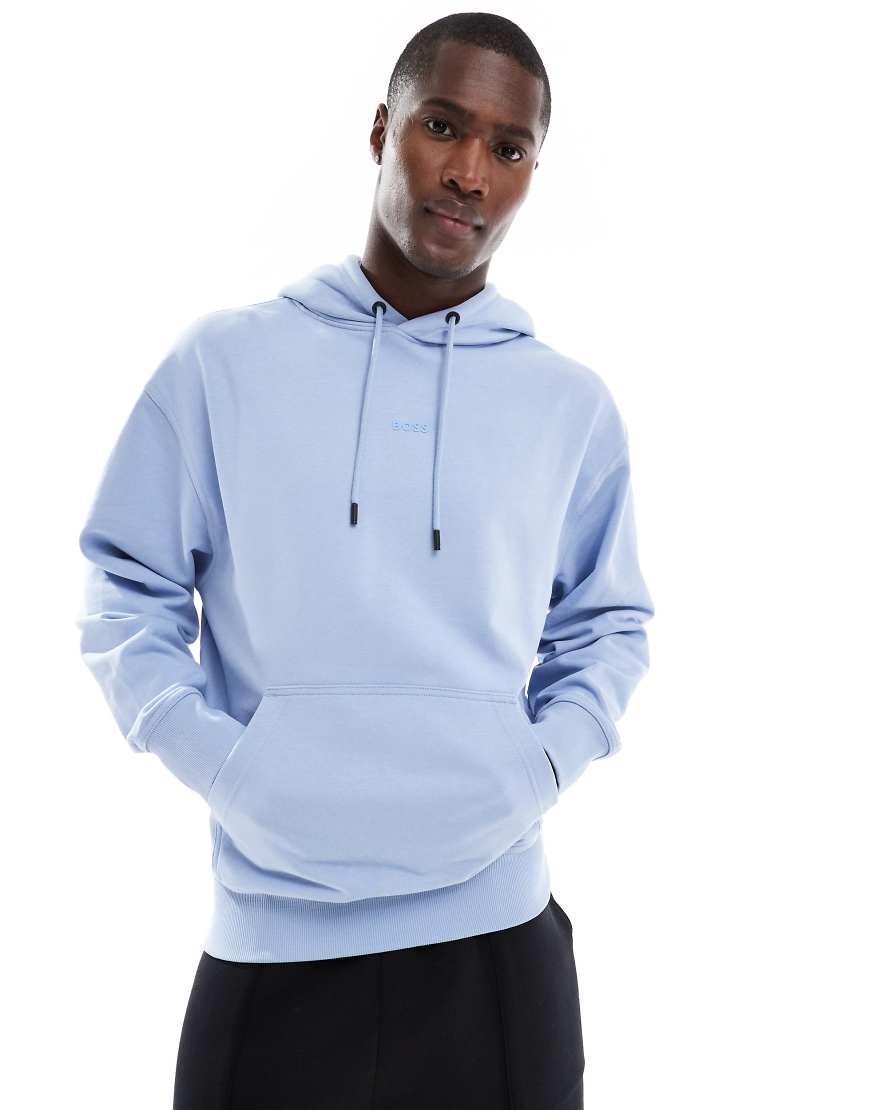 Boss Orange - Kapuzenpullover in Blau mit kleinem Logo auf der Brust von BOSS Orange
