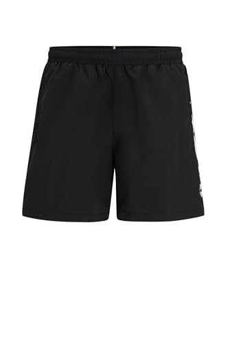 BOSS Herren Dolphin NOS Schnell trocknende Badeshorts mit Streifen und Logo Schwarz L von BOSS