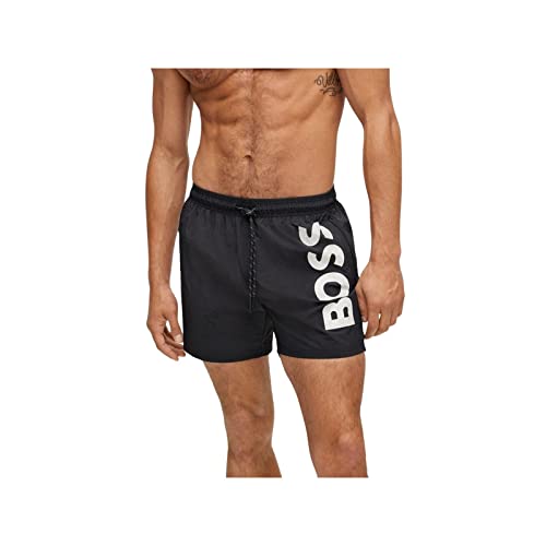 BOSS Herren Octopus Schnell trocknende Badeshorts mit Kontrast-Logo Schwarz S von HUGO BOSS