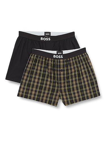 BOSS 2er Pack Herren Unterwäsche Unterhose Pyjamashorts Boxer Shorts EW, Farbe:Mehrfarbig, Größe:2XL, Artikel:-751 Open Yellow von BOSS