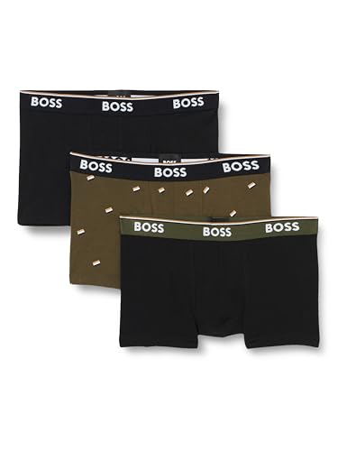 BOSS 3er Pack Boxershorts Unterhosen Trunk Power Design, Farbe:Mehrfarbig, Größe:L, Artikel:-963 Black/Black/Olive von BOSS
