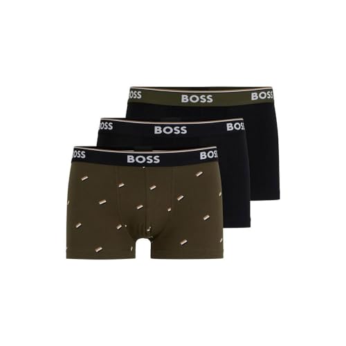 BOSS 3er Pack Boxershorts Unterhosen Trunk Power Design, Farbe:Mehrfarbig, Größe:XL, Artikel:-963 Black/Black/Olive von BOSS