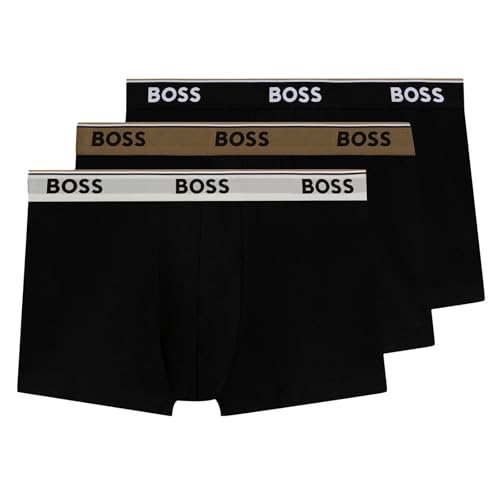 BOSS 3er Pack Herren Trunks Power Boxer Boxershorts Unterhosen Cotton Stretch, Farbe:Anthrazit, Wäschegröße:L, Artikel:-985 Multi anthrazit von BOSS