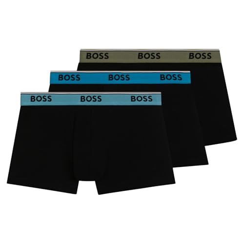 BOSS 3er Pack Herren Trunks Power Boxer Boxershorts Unterhosen Cotton Stretch, Farbe:Mehrfarbig, Wäschegröße:XL, Artikel:-983 Multi Blue von BOSS