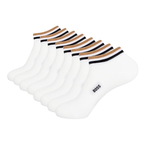 BOSS 4 Paar Herren Socken Casual Socken AS Uni Stripe CC, Farbe:Weiß, Größe:39-42, Artikel:-100 white von BOSS