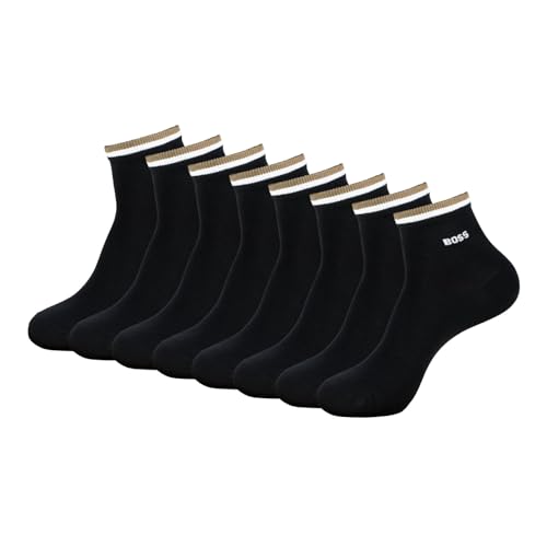 BOSS 4 Paar Herren kurze Socken Knöchelsocken Signaturstreifen SH Stripe CC, Farbe:Schwarz, Größe:43-46, Artikel:-001 black von BOSS