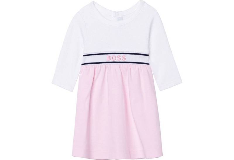 Boss Kidswear A-Linien-Kleid BOSS Kidswear Baby Kleid langarm Jacquard Logo rosa weiß von Boss Kidswear