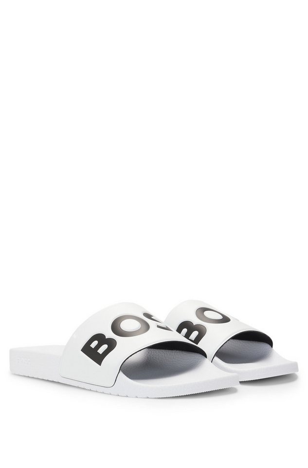 BOSS Aryeh Slid Badepantolette, Poolslides, Schlappen, Strandschuh, Sommerschuh mit Logoschriftzug von BOSS
