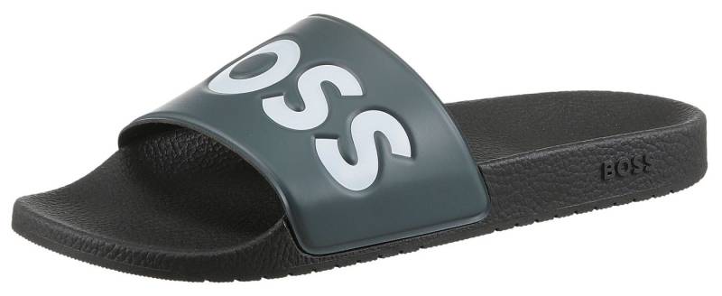 BOSS Aryeh Slid Badepantolette, Poolslides, Schlappen, Strandschuh, Sommerschuh mit Logoschriftzug von BOSS