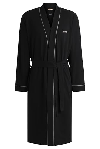 BOSS Bademantel Kimono aus weichem Baumwoll-Jersey, Black, S von BOSS