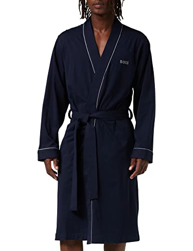 BOSS Bademantel Kimono aus weichem Baumwoll-Jersey, Dark Blue, XL von BOSS
